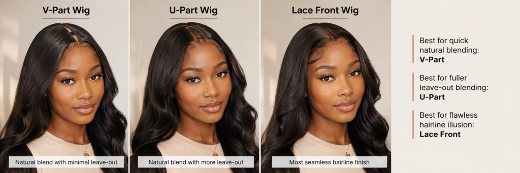 V-Part vs U-Part vs Lace Front Wigs: Which One Is Better for Natural Blending?