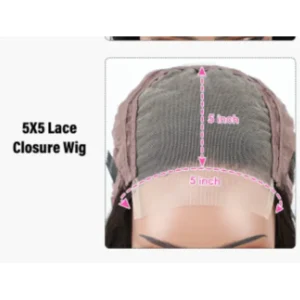 5x5 lace closure wig showing a 5-inch by 5-inch lace area for natural parting