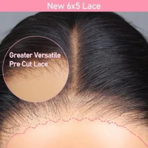 6x5 pre-cut lace wig with a natural-looking hairline and ready-to-wear lace edge