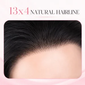 13x4 lace front wig with a natural-looking hairline close-up