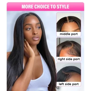 13x4 lace wig with middle part, left side part and right side part styling options